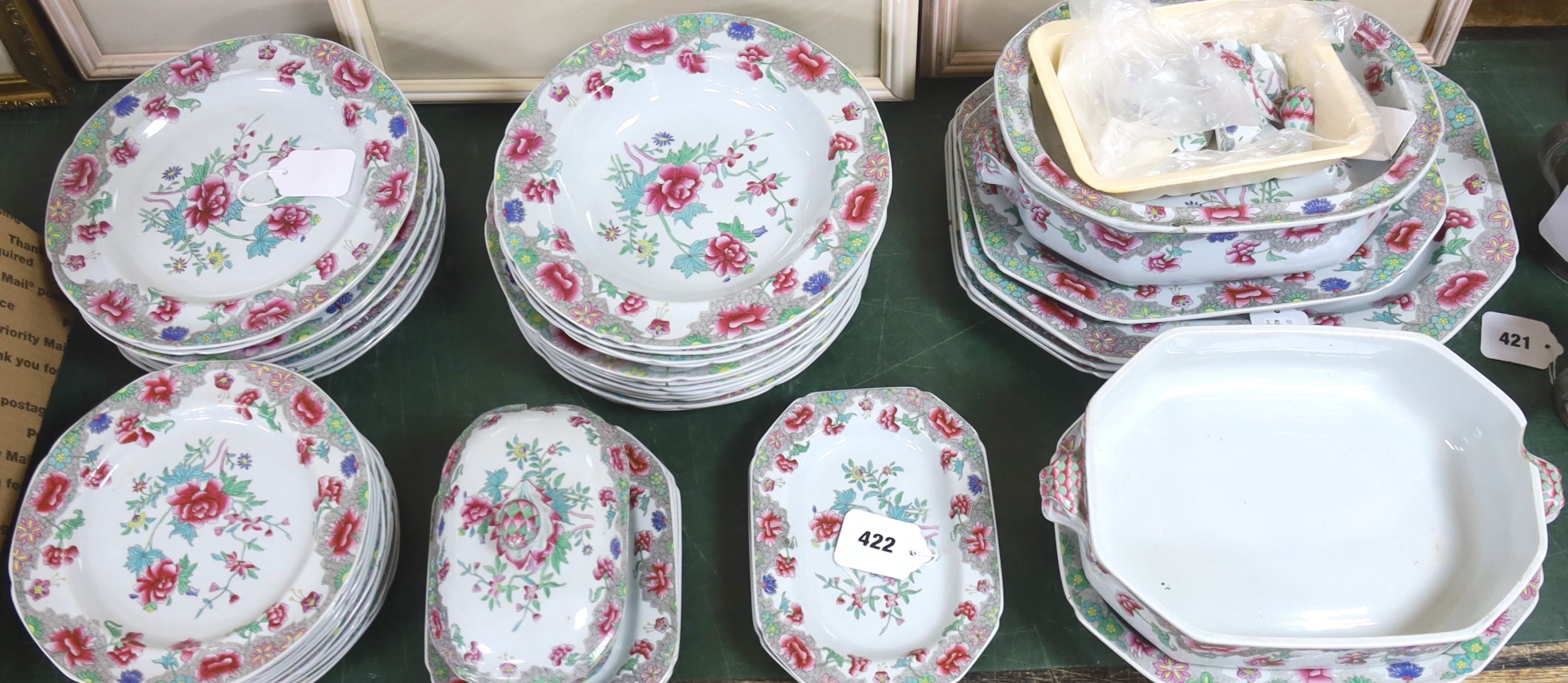 A Spode stone china floral-decorated part dinner service, c.1820